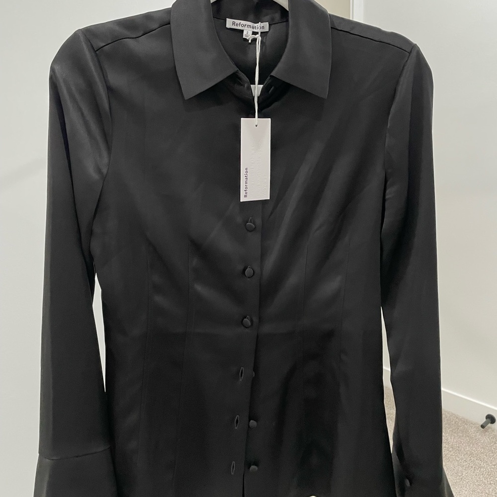 Reformation Samara Satin Shirt
